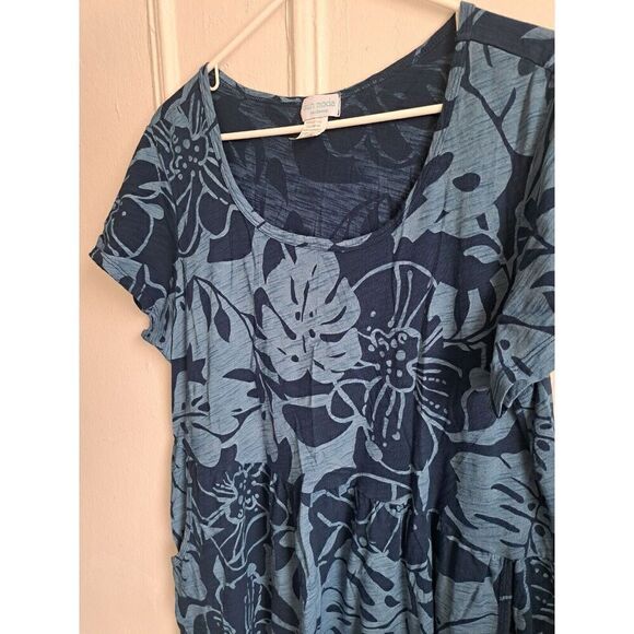 Sun Moda California Womens Large Scoop Neck Loose Fit Shift Dress Blue Pockets - Picture 5 of 10